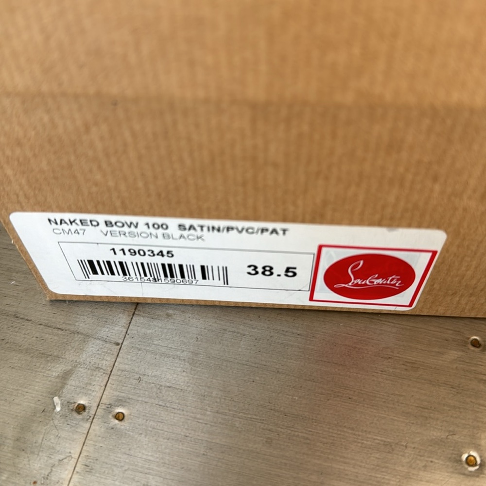 Christian Louboutin naked bow black satin crystal 100mm stiletto sz 38.5 - Picture 10 of 14